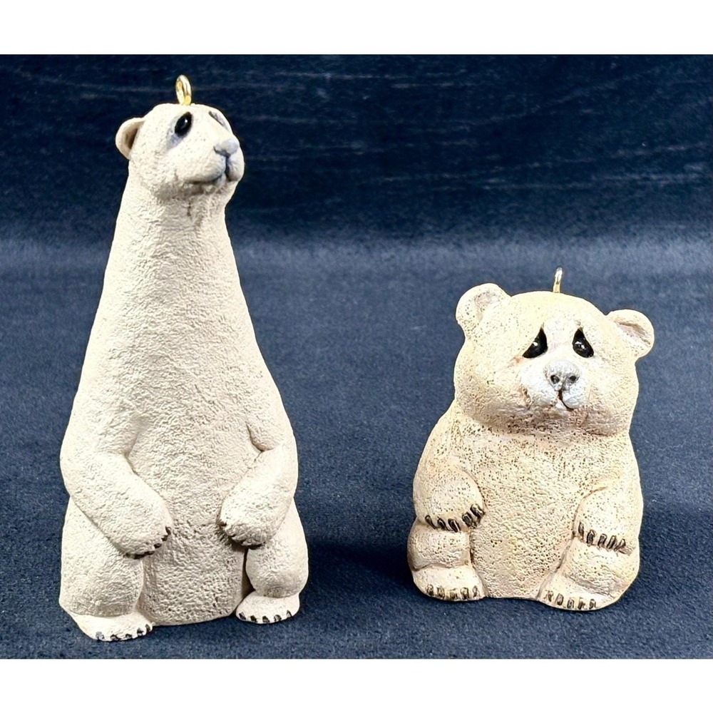 Hallmark Keepsake Ornaments Lou Rankin 1992 Polar Bear and 1995 Bear Lot of 2